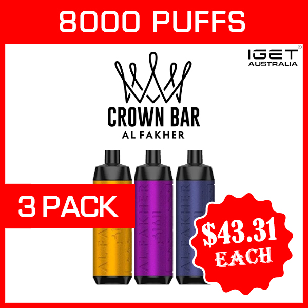 Alfakher Crown Bar 8000 Puffs — 3 Pack